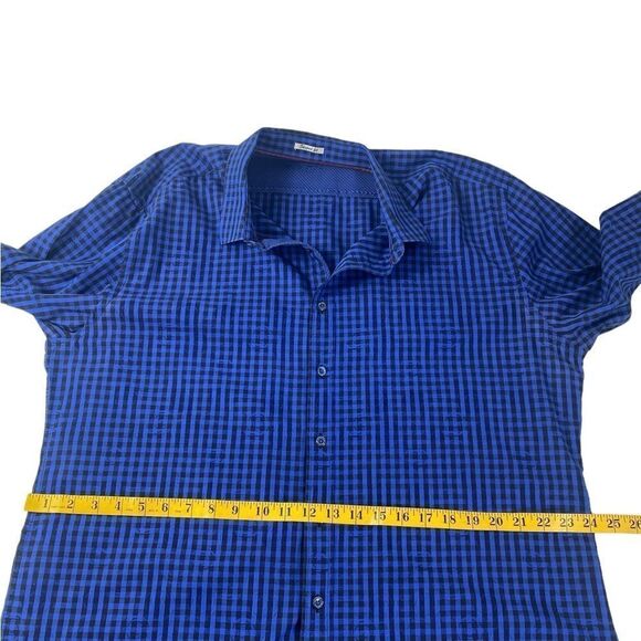 Bugatchi XL long sleeve shirt blue / black checkered with a swirl design - Picture 5 of 8